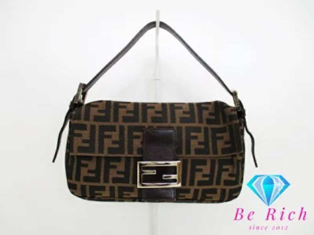 Fendi Mamma Bucket Hobo Bag Brown Canvas Leather Handbag